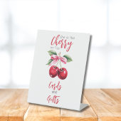 Cherry auf den Top Pink Bow Girl Babyduschkarten Sockelschild