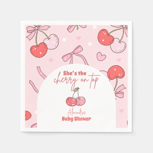 Cherry auf der Babydusche Serviette (Vorderseite)