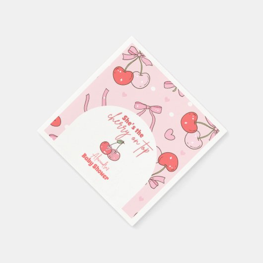 Cherry auf der Babydusche Serviette (Ecke)