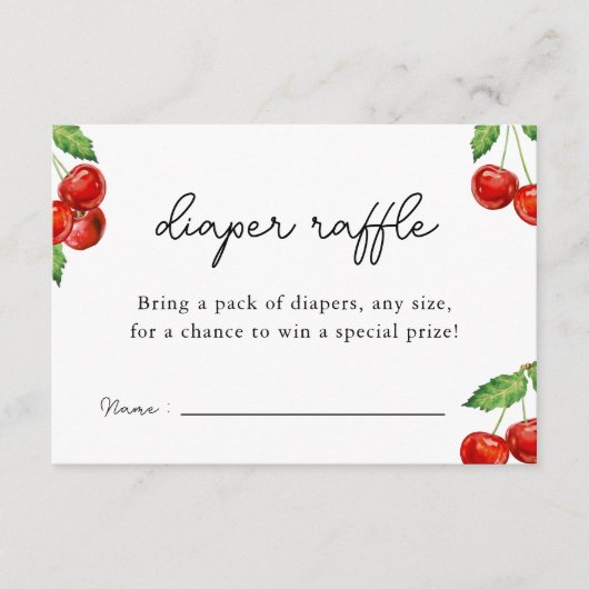 Cherry auf der Babydusche Windelwaschmaschine Raff Begleitkarte (Vorderseite)