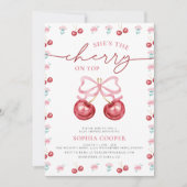 Cherry auf der Coquette Baby Girl Dusche Einladung (Vorderseite)