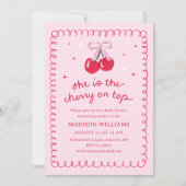 Cherry auf der Coquette Babydusche Einladung (Vorderseite)