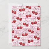 Cherry auf der Coquette Bow Pink Girl Baby Dusche Einladung (Rückseite)