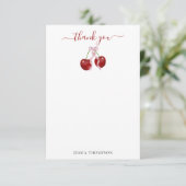 Cherry auf der neuesten Babydusche Pink Bow Girl Dankeskarte (Stehend Vorderseite)