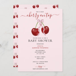 Cherry auf der neuesten Babydusche Pink Bow Girl Einladung