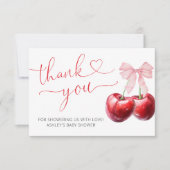 Cherry auf der Niedlichen Bow Baby Dusche Danke Ka Karte (Vorderseite)