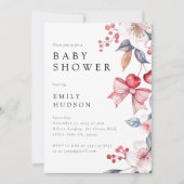 Cherry auf der Niedlichen Bow Coquette Babydusche Einladung (Vorderseite)