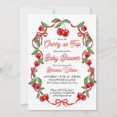 Cherry auf der oberen Band Coquette Babydusche Einladung (Vorderseite)