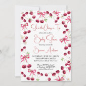 Cherry auf der oberen Band Coquette Babydusche Einladung (Vorderseite)