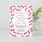 Cherry auf der oberen Band Coquette Babydusche Einladung (Stehend Vorderseite)