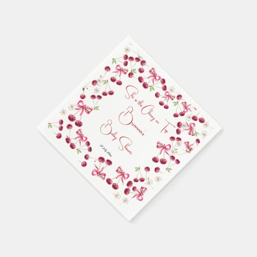 Cherry auf der oberen Band Coquette Babydusche Serviette (Ecke)