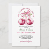 Cherry auf der oberen Bow Baby Dusche Einladung (Vorderseite)
