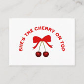 Cherry auf der oberen Girl-Baby-Duschdusche Windel Begleitkarte (Rückseite)