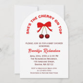 Cherry auf der oberen Red Coquette Bow Girl Baby D Einladung (Vorderseite)