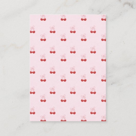 Cherry auf der oberen rosa Bow Baby Dusche Windeln Begleitkarte (Rückseite)