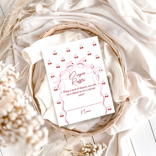 Cherry auf der oberen rosa Bow Baby Dusche Windeln Begleitkarte