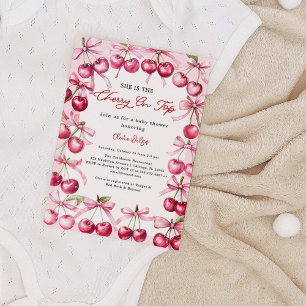 Cherry auf der Oberseite Pink-Bugbeeren Baby Girl Einladung