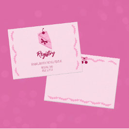 Cherry auf der obersten rosa Ruffle-Brautparty-Reg Begleitkarte