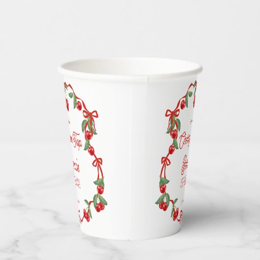 Cherry auf der obersten Schleife whimsical Geburts Pappbecher (Rechts)