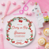 Cherry auf der obersten Schleife whimsical Geburts Pappteller (Party)