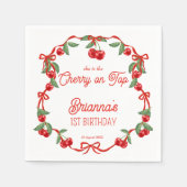Cherry auf der obersten Schleife whimsical Geburts Serviette (Vorderseite)
