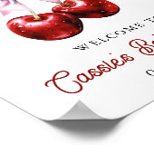 Cherry auf der rosa Bow Baby Dusche Begrüßungszeic Poster (Ecke)