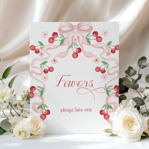 Cherry auf der rosa Bow Lieblings Baby Dusche Poster