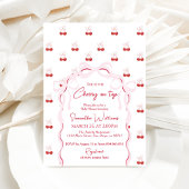 Cherry auf der rosa Bow Red Baby Girl Dusche Einladung