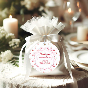 Cherry auf der rosa Bow Red Baby Girl Dusche Geschenkanhänger