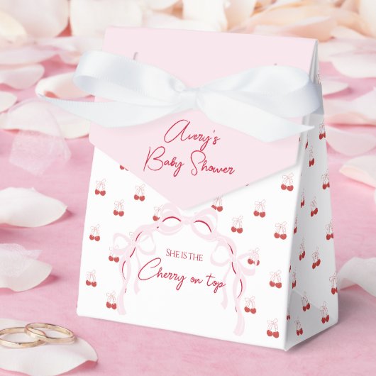 Cherry auf der rosa Bow Red Baby Girl Dusche Geschenkschachtel (Hochzeit)