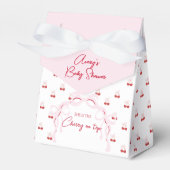 Cherry auf der rosa Bow Red Baby Girl Dusche Geschenkschachtel (Vorderseite)