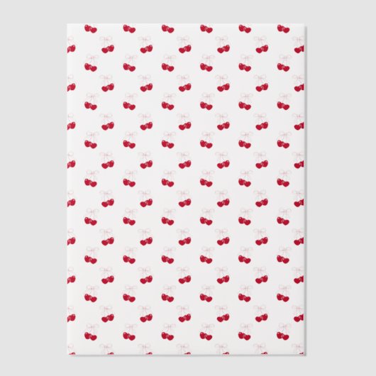 Cherry auf der rosa Bow Red Baby Girl Dusche Pergament Einladungen (Vorderseite)