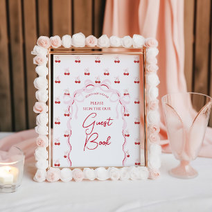 Cherry auf der rosa Bow Red Baby Girl Dusche Poster