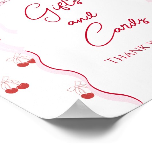 Cherry auf der rosa Bow Red Baby Girl Dusche Poster (Ecke)