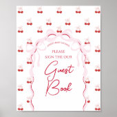 Cherry auf der rosa Bow Red Baby Girl Dusche Poster (Vorne)