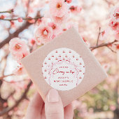 Cherry auf der rosa Bow Red Baby Girl Dusche Runder Aufkleber