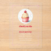 Cherry auf der Top Baby Dusche Acryleinladungen (Vorderseite)