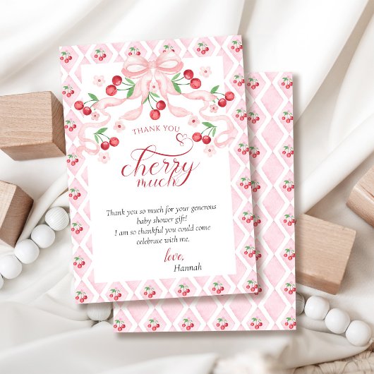 Cherry auf der Top Baby Dusche Dankeskarte