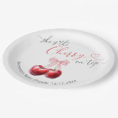 Cherry auf der Top Baby Dusche Pappteller (Schrägansicht)