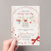 Cherry auf der Top Baby Dusche | Pink Bow & Waterc Acryleinladungen (Insitu (Handheld))
