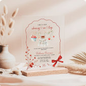 Cherry auf der Top Baby Dusche | Pink Bow & Waterc Acryleinladungen