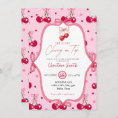 Cherry auf der Top Baby Dusche rosa Blossom Band Einladung (Vorne/Hinten)