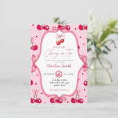 Cherry auf der Top Baby Dusche rosa Blossom Band Einladung (Stehend Vorderseite)