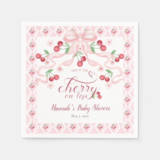 Cherry auf der Top Baby Dusche Serviette (Vorderseite)