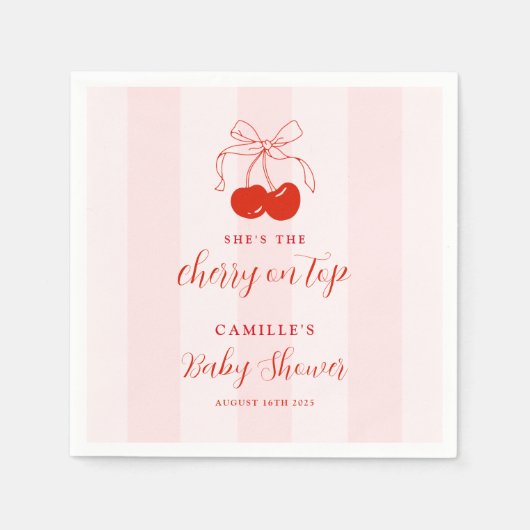 Cherry auf der Top Baby Dusche Serviette (Vorderseite)