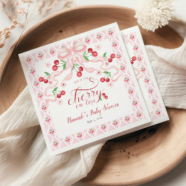 Cherry auf der Top Baby Dusche Serviette