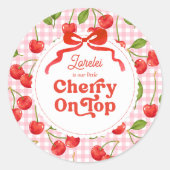 Cherry auf der Top Birthday-Aufkleber Runder Aufkleber (Vorderseite)