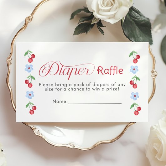 Cherry auf der Top-Blue Bow-Diaper-Verlosung Begleitkarte