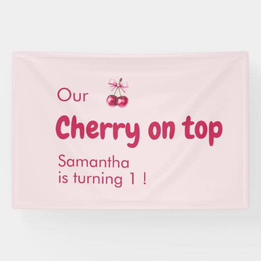 Cherry auf der Top Pink Birthday Party Banner (Horizontal)