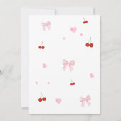 Cherry auf der Top Pink Bow Baby Dusche Einladung (Rückseite)